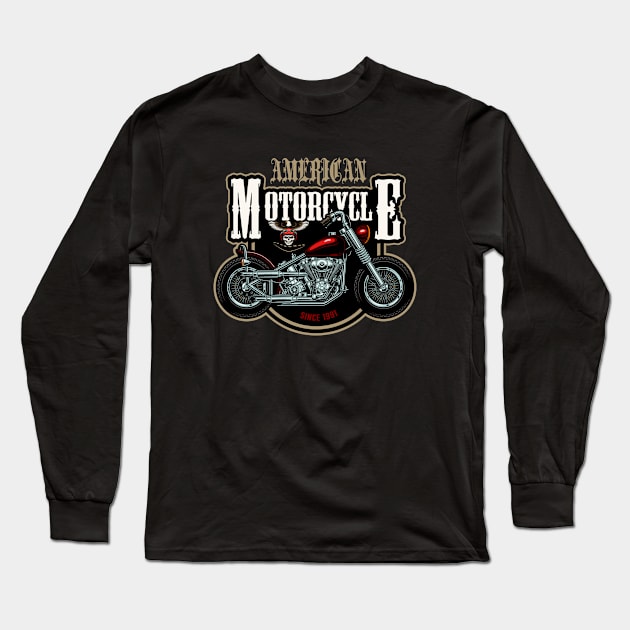 American Motorcycles Bikers Road Long Sleeve T-Shirt by JeffDesign